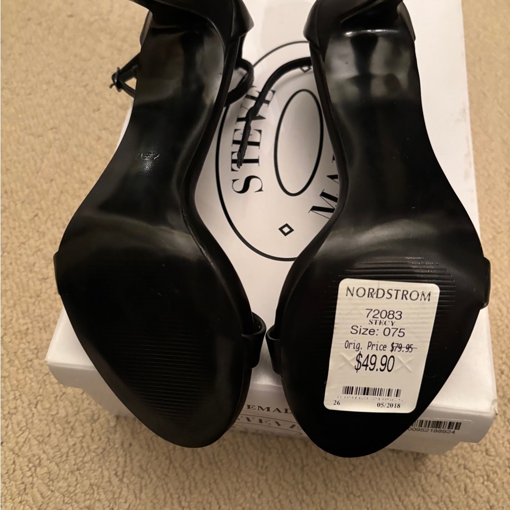 Steve Madden Black Ankle Strap Heels - Picture 2 of 4